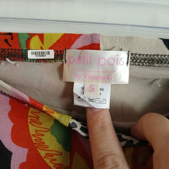 Petit Pois by Viviana G Wide Leg Pants Size Small Abstract Floral 100% Nylon - Picture 3 of 12